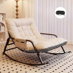 Ventryn Nordic 2-Seater Rocking Lounge Chair Soft Fabric Reversible Sofa in Beige - thumbnail 3