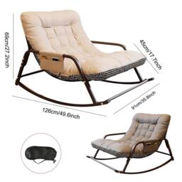 Ventryn Nordic 2-Seater Rocking Lounge Chair Soft Fabric Reversible Sofa in Beige - thumbnail 2