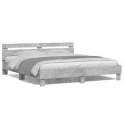 Berkfield Home Durable Bed Frame with LED without Mattress Concrete Grey 160x200 cm - thumbnail 5