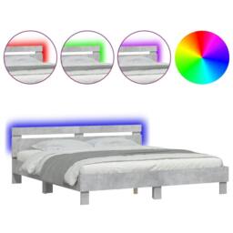 Berkfield Home Durable Bed Frame with LED without Mattress Concrete Grey 160x200 cm - thumbnail 3