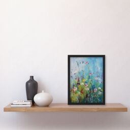 Artery8 Delicate Wildflower Meadow Floral Painting Framed Art Print in Blue - Size: A4 - thumbnail 4