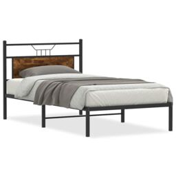 Berkfield Home Bed Frame without Mattress Smoked Oak 100x200 cm Engineered Wood in Brown - thumbnail 2