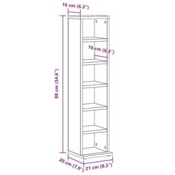 Berkfield Home CD Cabinet Old Wood 21x20x88 cm Engineered Wood in Brown - Size: 21 x 20 x 88 cm - thumbnail 9