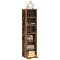 Berkfield Home CD Cabinet Old Wood 21x20x88 cm Engineered Wood in Brown - Size: 21 x 20 x 88 cm