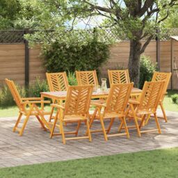 Berkfield Home Reclining Garden Chairs 8 pcs Solid Wood Acacia - thumbnail 1