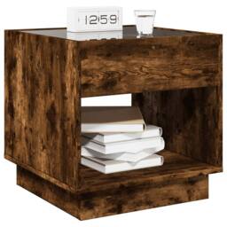 Berkfield Home Decorative Bedside Table with Infinity LED Smoked Oak 50x50x50 cm in Brown - Size: 50 x 50 x 50 cm - thumbnail 5