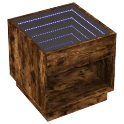 Berkfield Home Decorative Bedside Table with Infinity LED Smoked Oak 50x50x50 cm in Brown - Size: 50 x 50 x 50 cm - thumbnail 1