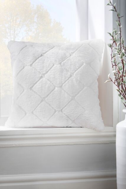Catherine Lansfield 'Cosy Diamond' Cushion in White - Size: 43 cm x 43 cm - image 1