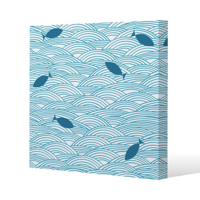 Benjamin Tate Design Waves & Fish (Canvas Print) / 46 x 46 x 4cm in Natural - Size: 46 x 46 x 4 cm - image 1