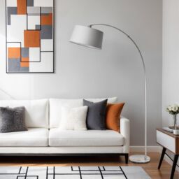 Pagazzi Jive Satin Chrome Arc Floor Lamp in Silver - thumbnail 1