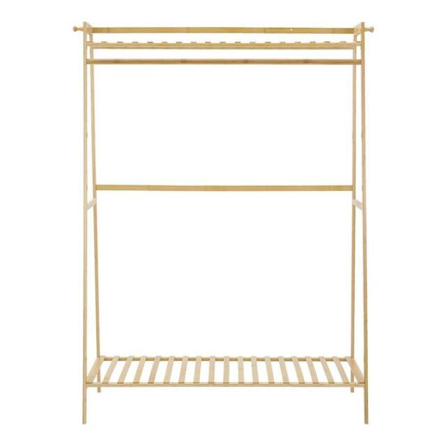 KORVIXA Bamboo Garment Rack Large Clothes Rail Rack in Beige - Size: 900mm - image 1
