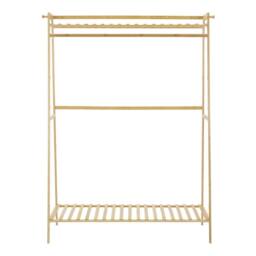 KORVIXA Bamboo Garment Rack Large Clothes Rail Rack in Beige - Size: 900mm - thumbnail 1