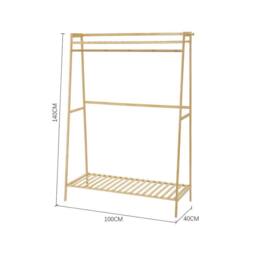 KORVIXA Bamboo Garment Rack Large Clothes Rail Rack in Beige - Size: 900mm - thumbnail 2