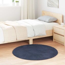 Berkfield Home Shaggy Rug High Pile NAVARRA Navy 100x100 cm Polyester in Blue - Size: Medium - thumbnail 1