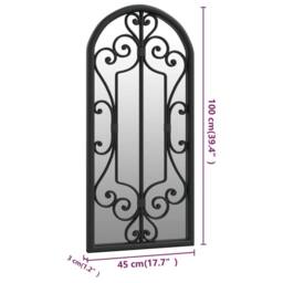 Berkfield Home Garden Mirror Black 100x45 cm Iron for Outdoor Use - thumbnail 6