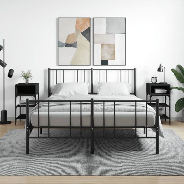 Berkfield Home Bedside Tables 2 pcs Black 35x34.5x70 cm Engineered Wood - image 1