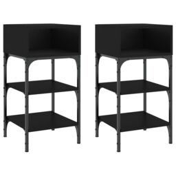 Berkfield Home Bedside Tables 2 pcs Black 35x34.5x70 cm Engineered Wood - thumbnail 2
