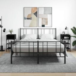 Berkfield Home Bedside Tables 2 pcs Black 35x34.5x70 cm Engineered Wood - thumbnail 1