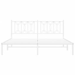 Berkfield Home Metal Bed Frame without Mattress with Headboard White 183x213cm - Size: 183x213 cm - thumbnail 4