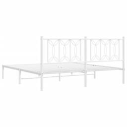Berkfield Home Metal Bed Frame without Mattress with Headboard White 183x213cm - Size: 183x213 cm - thumbnail 6