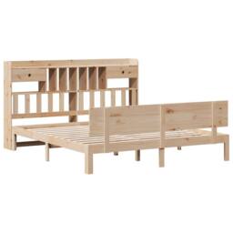 Berkfield Home Bookcase Bed without Mattress 180x200 cm Super King Solid Wood Pine in Light Brown - thumbnail 3