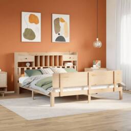 Berkfield Home Bookcase Bed without Mattress 180x200 cm Super King Solid Wood Pine in Light Brown - thumbnail 1