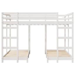 Berkfield Home Triple Bunk Bed Frame White 140 x 200 cm Solid Pine Wood - thumbnail 4