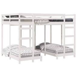 Berkfield Home Triple Bunk Bed Frame White 140 x 200 cm Solid Pine Wood - thumbnail 2