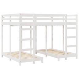 Berkfield Home Triple Bunk Bed Frame White 140 x 200 cm Solid Pine Wood - thumbnail 3