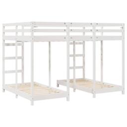 Berkfield Home Triple Bunk Bed Frame White 140 x 200 cm Solid Pine Wood - thumbnail 6