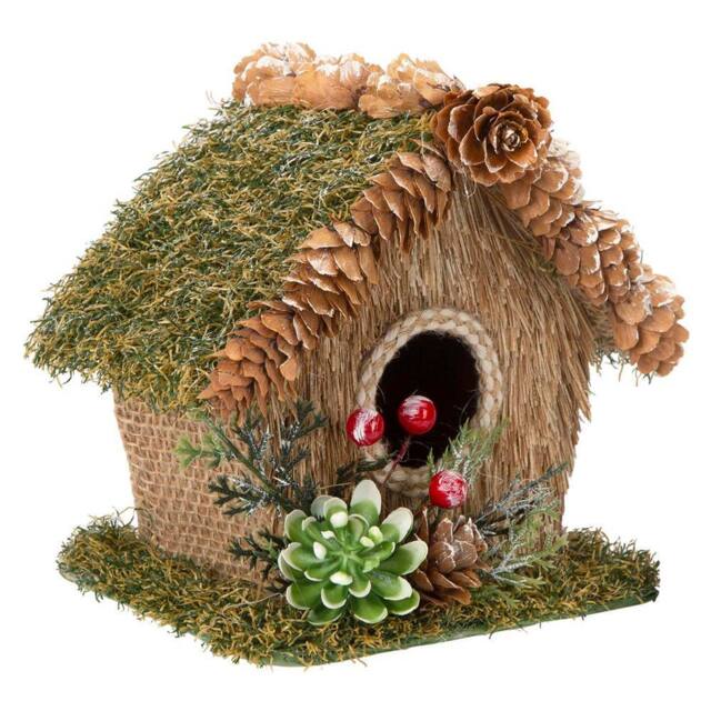VFM e-Store Christmas Bird House Decoration 15cm x 16cm Green X 1 - Size: 15 cm x 16 cm - image 1