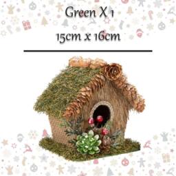 VFM e-Store Christmas Bird House Decoration 15cm x 16cm Green X 1 - Size: 15 cm x 16 cm - thumbnail 2