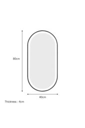 Living and Home Modern Oval LED Wall Mirror Metal Framed in Black - thumbnail 6