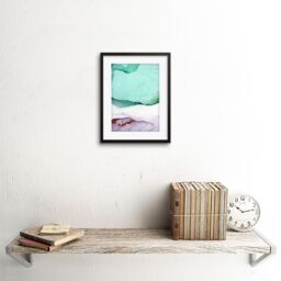 "Artery8 Wall Art Print Abstract Paint with Green Copper Art Framed 9x7 inch in Black - Size: W7"" x H9""" - thumbnail 2