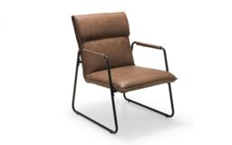 Ashfield Brown Faux Leather Armchair with Black Metal Frame