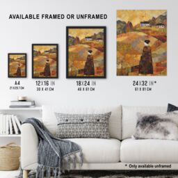 Artery8 Our Harvest Fields By Jenny Adamson Autumn Farm Klimt Warm Orange Ochre Pastel Shades Large Wall Art Poster Print Thick Paper 18X24 Inch - thumbnail 3