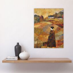 Artery8 Our Harvest Fields By Jenny Adamson Autumn Farm Klimt Warm Orange Ochre Pastel Shades Large Wall Art Poster Print Thick Paper 18X24 Inch - thumbnail 4