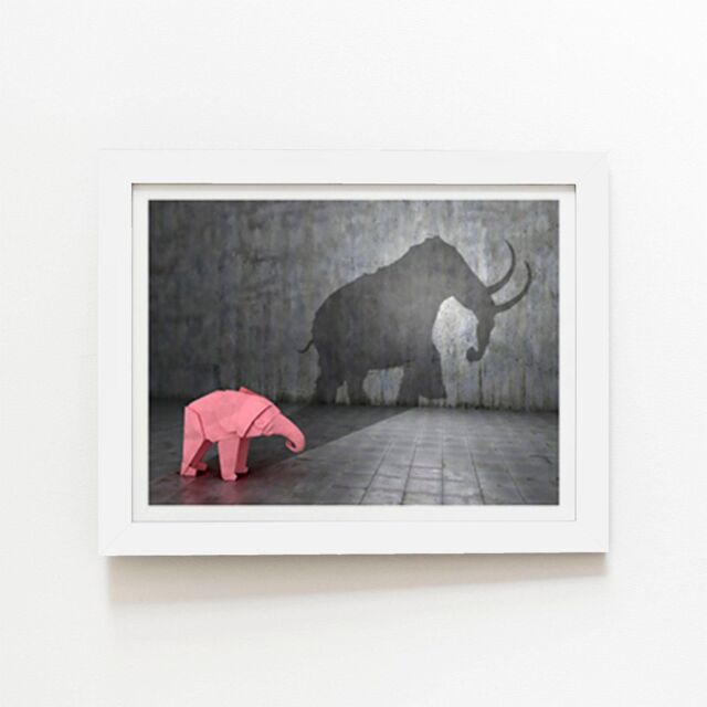 "Warren Reed - Designer Hidden Potential - Mammoth Framed Art Print in White - Size: W12"" x H16""" - image 1