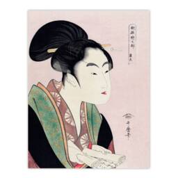 Artery8 Utamaro Kitagawa Framed Wall Art Print Woman Reading Scroll Portrait in Pink - Size: A4 - thumbnail 3