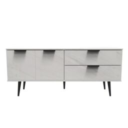 Ready Assembled 2 U Fuji 2 Drawer 2 Door Wide Sideboard (Ready Assembled) in Off-White - thumbnail 1