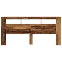 Berkfield Home LED Headboard Old Wood 220x18.5x103.5 cm Engineered Wood in Brown - thumbnail 6