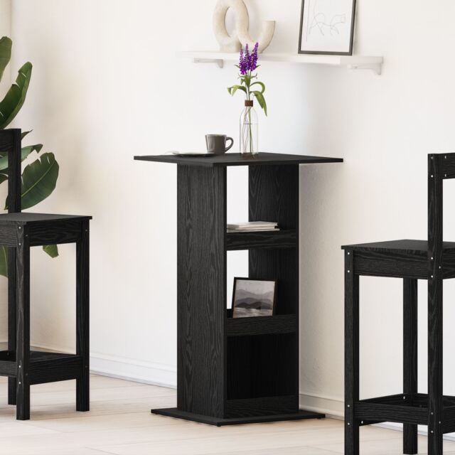 Berkfield Home Bar Table with Storage Black Oak 60x60x102 cm Engineered Wood - Size: 60 x 60 x 102 cm - image 1