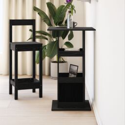 Berkfield Home Bar Table with Storage Black Oak 60x60x102 cm Engineered Wood - Size: 60 x 60 x 102 cm - thumbnail 4