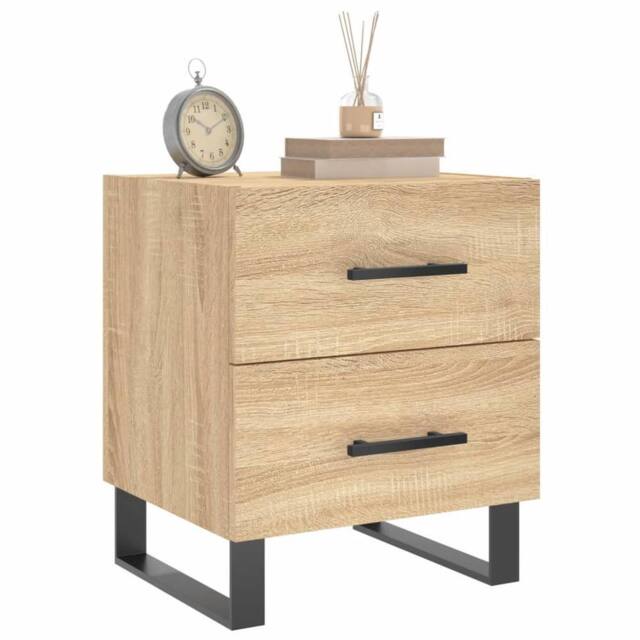 Berkfield Home Modern Bedside Cabinet Sonoma Oak 40x35x47.5 cm Engineered Wood in Brown - image 1