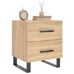 Berkfield Home Modern Bedside Cabinet Sonoma Oak 40x35x47.5 cm Engineered Wood in Brown