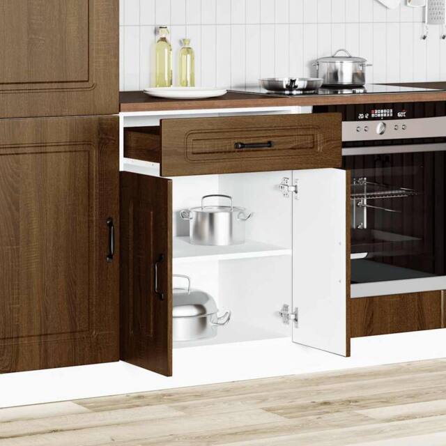 Berkfield Home Kitchen Base Cabinet Kalmar Brown Oak Engineered Wood - image 1