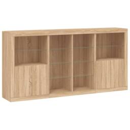 Berkfield Home Sideboard with LED Lights Sonoma Oak 202x37x100 cm in Light Oak - Size: 202 x 37 x 100 cm - thumbnail 3