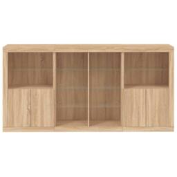 Berkfield Home Sideboard with LED Lights Sonoma Oak 202x37x100 cm in Light Oak - Size: 202 x 37 x 100 cm - thumbnail 6