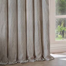 Yard Hebden Striped 100% Cotton Lined Pencil Pleat Curtain Pair in Brown - Size: 117 cm width x 183 cm drop - thumbnail 6