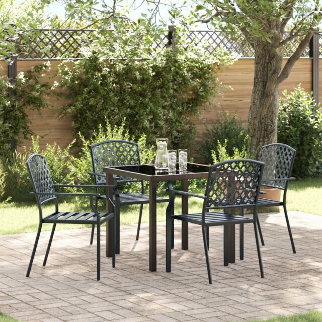Berkfield Home 5 Piece Garden Dining Set Anthracite Steel in Black - image 1